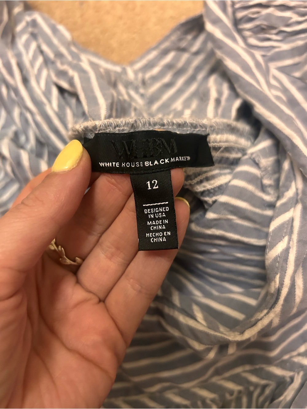 White House Black Market Light Blue & White Striped Blouse